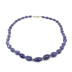 46cm Collier 9kt Gelbgold Iolith Kette Edelstein Halskette dunkel blau 375 Gold - Picture 1 of 13