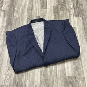 H&M Single Breasted Blue 100% Wool Striped Blazer Lined Suit Jacket Mens Size 44 - Picture 1 of 9