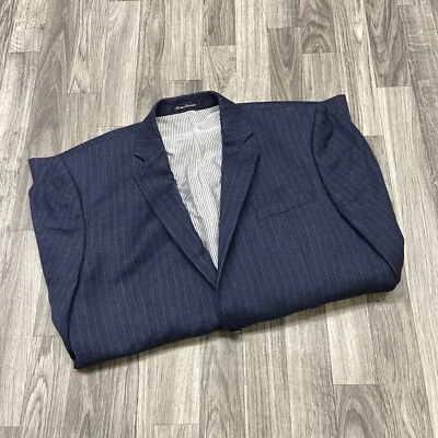 H&M Single Breasted Blue 100% Wool Striped Blazer Lined Suit Jacket Mens Size 44 - Image 1 of 4