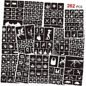 262pcs Temporary Tattoos Stencils for Kids, Reusable Face and Body Paint - Picture 1 of 8