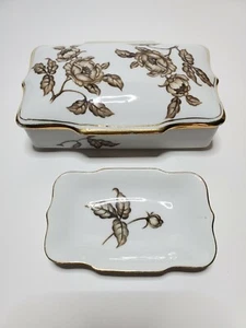 Caja y Bandeja Floral Vintage Ucagco Cerámica Hecha en Japón - Imagen 1 de 6
