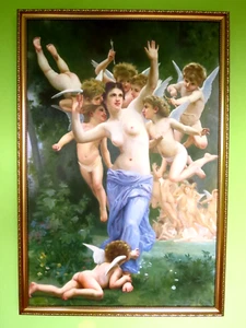 Oil on canvas Diana receives the angels of love around 1920, antique gold frame - Picture 1 of 10