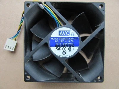 AVC DS08025T12UP033 Cooling Fan 12V 0.7A 4-Pin Chassis 80mm x 25mm TESTED - Image 1 of 3