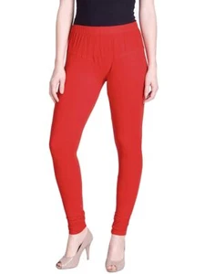 Women Cotton Churidar Legging Extra Long Solid Plain Pant Daily Wear Red - Picture 1 of 4