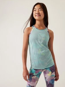 Athleta Girl Tank Top XL Blue Camo Perfect Pair Layered Sleeveless - Picture 1 of 10