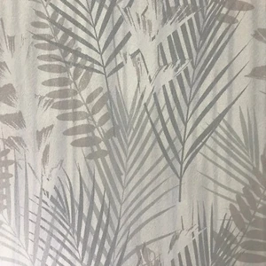 Wallpaper ivory gray silver Metallic Modern Floral Tropical Palm Leaves Trees 3D - Picture 1 of 12