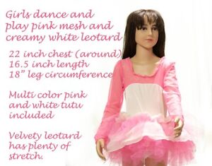 Pink and white Dancewear with tutu handmade in America. New and Free shipping.