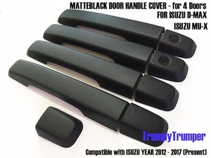 MATTE BLACK 4 DOOR HANDLE COVER TRIM FOR ISUZU DMAX D-MAX MU-X 2012-2018 UTE - Picture 1 of 4