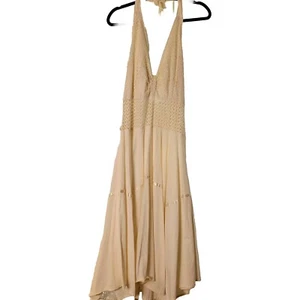 Abito Vintage Halter Taglia Libera Elasticizzato Schiena Cottagecore Fairycore Maglia Uncinetto - Foto 1 di 12
