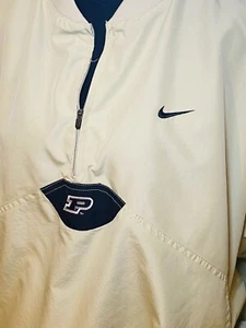 VTG Nike PERDUE Pull Over Jacket Beige Lg Authentic Team Apparel Very Good - Picture 1 of 15