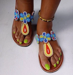African beaded sandles/slippers - Picture 1 of 1