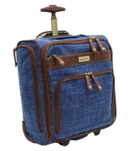Samantha Brown Vintage Tweed Underseater Rolling Luggage-Blue-NWT - Picture 1 of 5