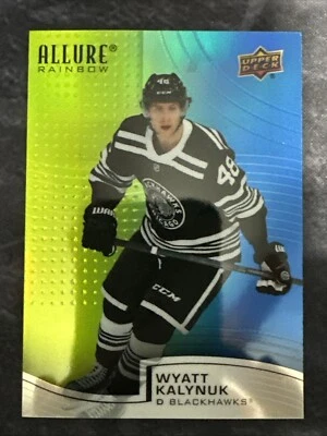 2021-22 Upper Deck Allure Rainbow Green/Blue R18 Wyatt Kalynuk Blackhawks - Image 1 of 3