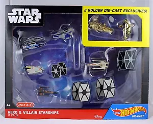 Hot Wheels Star Wars Starships Héroe Villano Oro Exclusivo 11 piezas Fundido a presión NUEVO - Imagen 1 de 7