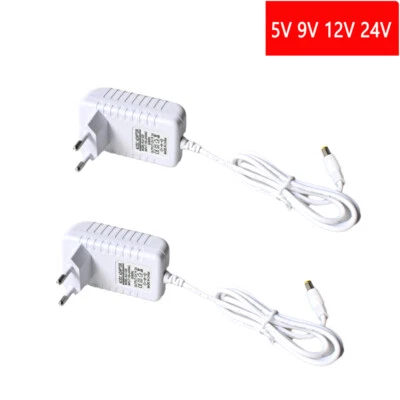 Weiß 5V 9V 12V 24V DC Steckernetzteil LED Trafo EU Stecker Netzteil Netzadapter - Bild 1 von 4