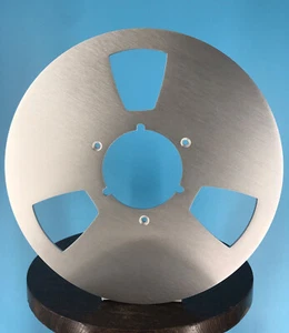 Burlington Recording 10.5"SILVER NAB METAL FLANGES-PAIR w/ 1/4" Hardware RTM ATR - Picture 1 of 4