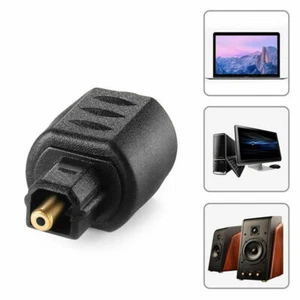 Black Optical Audio Adapter 3.5mm Female Jack Plug To Digital Toslink Male Tool - Picture 1 of 11