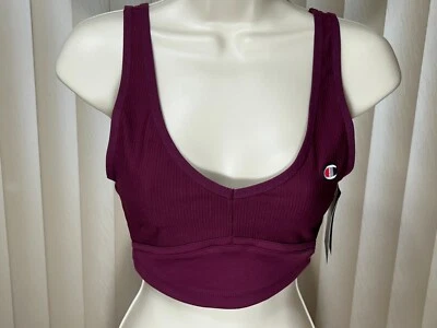 Champion Wireless Sports Bra S Cropped V Neck Tank Athleticwear Berry WL9315 - Image 1 of 4