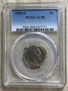 1920 S Buffalo Nickel PCCGS AU58 Everyman Tough Date Rare Coin Nice Look - Picture 1 of 8