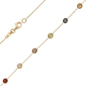 Cadena de pie oro 585 con amatista granate topacio azul citrino peridoto cuarzo ahumado 25 cm - Imagen 1 de 2