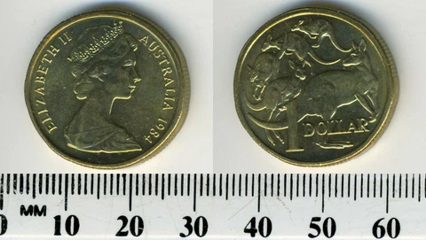 Australia 1984 - 1 Dollar Aluminum-Bronze Coin - Elizabeth II - Kangaroos - #1 Cover
