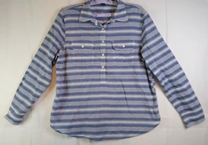 CHAPS RALPH LAUREN Women's LARGE Blue Striped Long Sleeve Button-Up Shirt - Picture 1 of 8