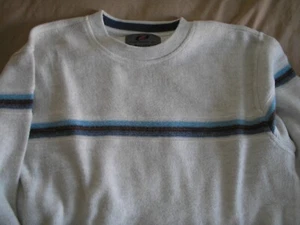 Sideout mens lightweight cotton-blend pullover Navy Stripe Sweater Grey MEDIUM - Picture 1 of 1