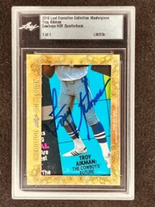 Troy Aikman 2018 Leaf Masterpiece Cut Signature ROOKIE signed autograph 1/1 JSA - Picture 1 of 2