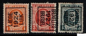 Belgium 1924 1927 Liege Brussels precancels SG349, 351-52 Used - Bild 1 von 1