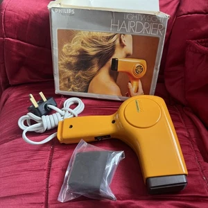 Vintage funktionierender Philips HP4118 orangefarbener "leichter" Haartrockner NEU & BOX Requisite - Bild 1 von 19