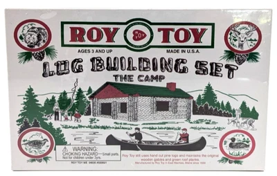 Roy Toy Log Building Set No. 9 The Camp Complete Set  37pcs Wooden USA Made NIB - Image 1 of 4
