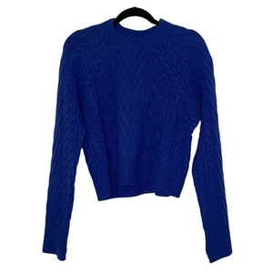 Rag & Bone Blue 100% Cashmere Pierce Cable Knit Sweater Size Medium - Picture 1 of 7