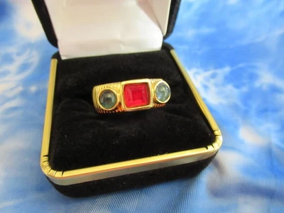 BEN AMUN 24k Gold Plated Cleopatra Multi Stone Snake Chain Ring SIZE 7  NEW - Image 1 of 4