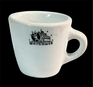 Vtg WHITE TOWER Coffee Cup Sterling China Restaurant Diner Cafe Ware Thick Walls - Picture 1 of 9