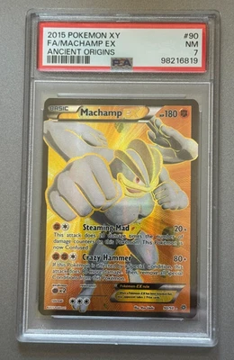 PSA 7 Machamp EX 90/98 Full Art Ultra Rare Pokemon TCG Ancient Origins 2015 - Image 1 of 4