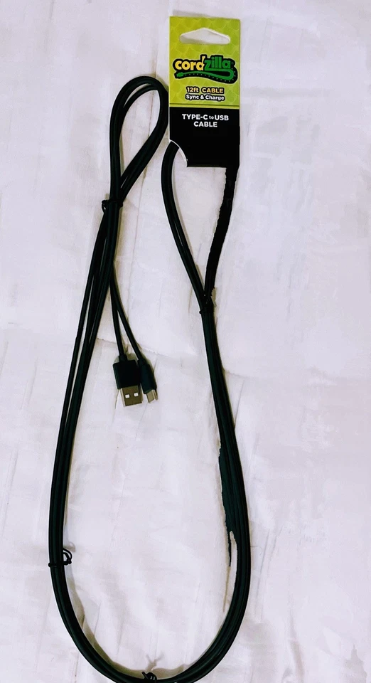 NEW 12FT Cordzilla Type-C to USB-A Cable Sync & Charge - Dark Green - Extra Long - Image 1 of 1