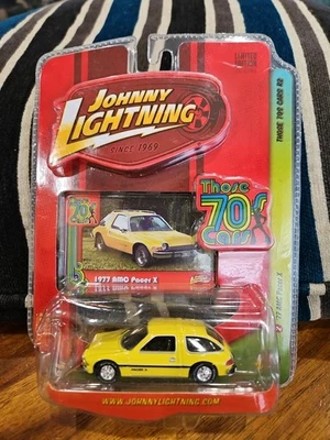 Johnny Lightning Yellow ‘77 AMC Pacer X Those 70s Cars R2 1:64 2008 Diecast NOC - Image 1 of 4