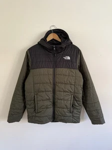 BOYS THE NORTH FACE KHAKI/BLACK REVERSIBLE PUFFER COAT SIZE XL - Picture 1 of 11