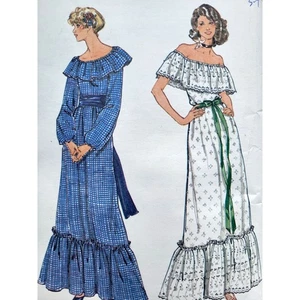 Butterick 5698 70s Sewing Pattern Off-Shoulder Blouse & Maxi Skirt, Sz 12, B34" - Picture 1 of 8
