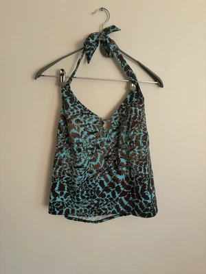 Traje de baño para mujer Mossimo Top talla grande 24W azul verdoso marrón halter J3 Foto 1 de 4