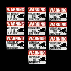 HOME SECURITY CAMERA SYSTEM BURGLAR WARNING WINDOW STICKERS DECAL SIGN 10 LOT - Picture 1 of 1