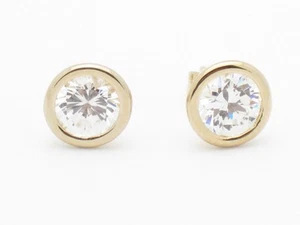 PENDIENTES DE TACHUELAS DE ORO AMARILLO DE 18 KT PLATA ESTERLINA BLANCO ZAFIRO BISEL MARTINI - Imagen 1 de 1
