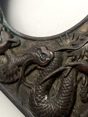 Antique picture frame Asian dragons bronze relief frame figurative circa 1900 - Image 1 of 4