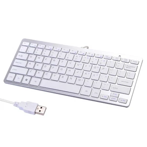 Mini Ultra Slim Silver Metallic Wired USB Keyboard Sliver 78 Key For Win PC MAC - Picture 1 of 9