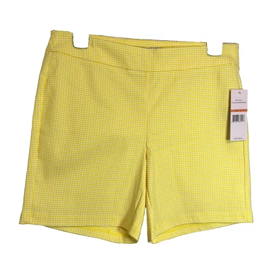 Nanette Lepore Shorts Size S Yellow Glimmer White Gingham High Rise Pull On - Image 1 of 4