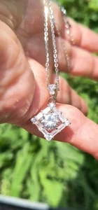 18” New .5CW Moissanite Pendant S925 Sterling Silver Necklace GRA Cert Bling  - Picture 1 of 6