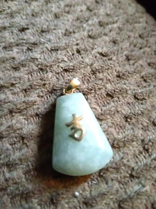 Vintage 14k Y.G. Massiver Jadeit Jade Anhänger 3,3 Gramm Gesamtgewicht - Bild 1 von 6