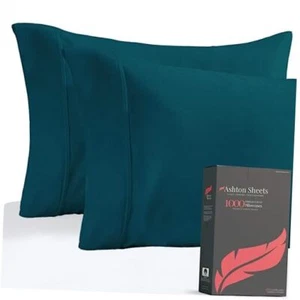 Luxury Egyptian Cotton Standard/Queen Pillow Standard/Queen Pillowcases Teal - Picture 1 of 7