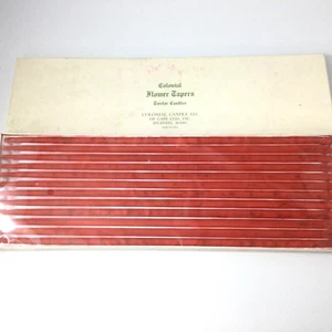Vintage Colonial Candle Red Flower Slim Tapers Set of 12 USA - Picture 1 of 5