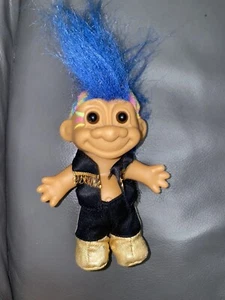 Vtg Russ Troll Punk Rock and Roll Music Rainbow Hair with Blue Mohawk Luck 5” - Picture 1 of 9